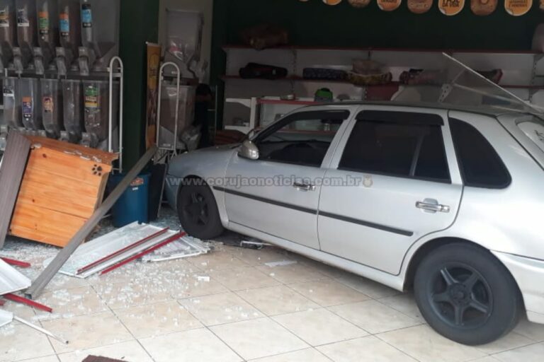 Carros batem e um deles invade Pet Shop
