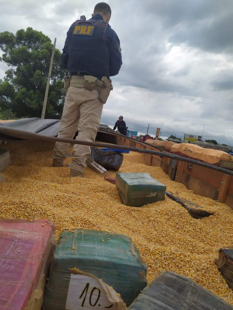 PRF apreende mais de duas toneladas de maconha em uma carga de milho