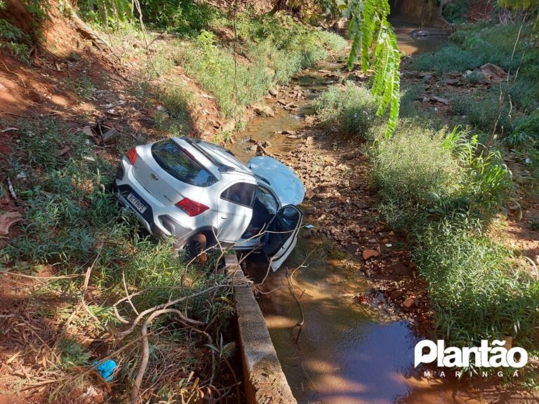 Atingido na traseira carro despenca na ribanceira