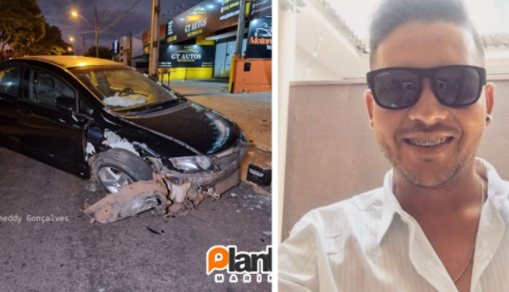 Vídeo mostra acidente fatal de jovem que bateu carro em caçamba