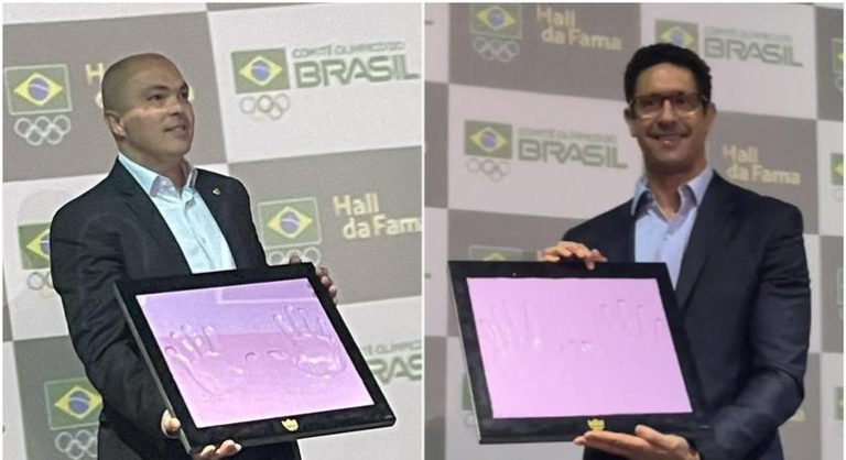 Gustavo Borges e Rogério Sampaio no Hall da Fama do COB