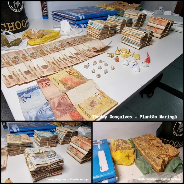 Pelotão de choque apreende droga e R$ 45 mil em espécie
