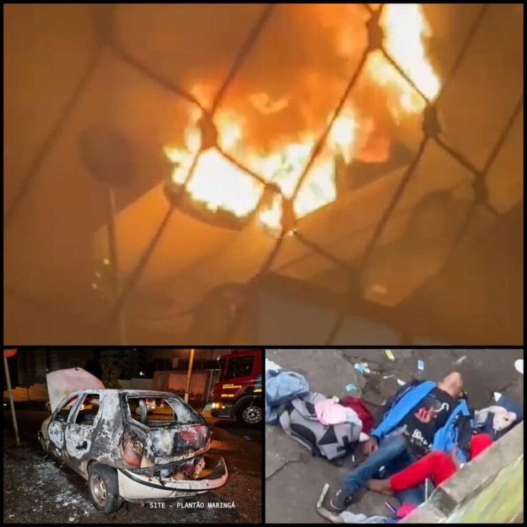 Casal toca fogo em carro roubado em Maringá 