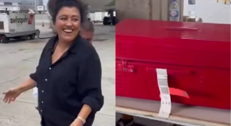Regina Casé é conduzida para fora de avião e revistada