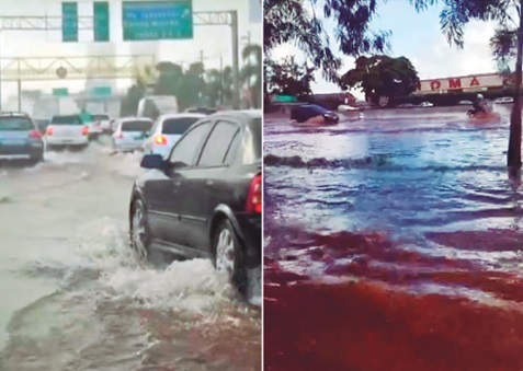Chuva alaga avenida entre Maringá e Sarandi