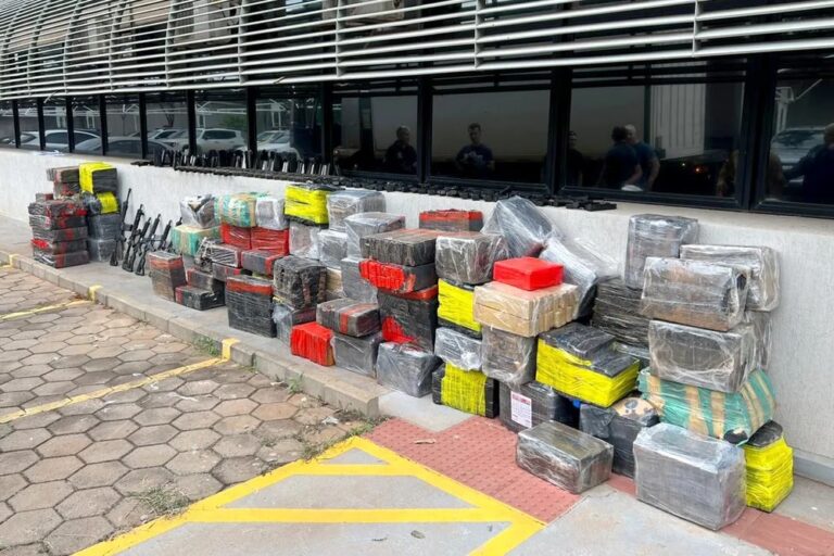 Polícia apreende caminhão com armas e maconha em carga de carne  