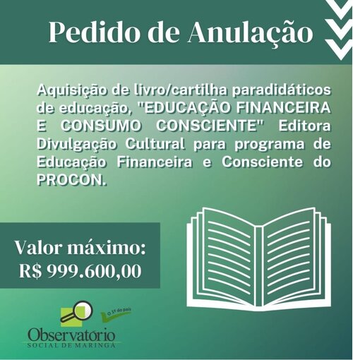 OSM pede anulação de compra de livros para o Procon