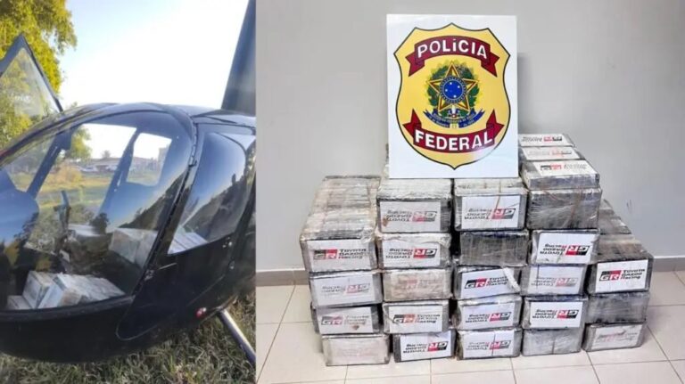 Polícia persegue e força pouso de helicóptero de traficante