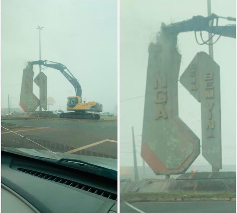 Obelisco da entrada de Maringá é retirado