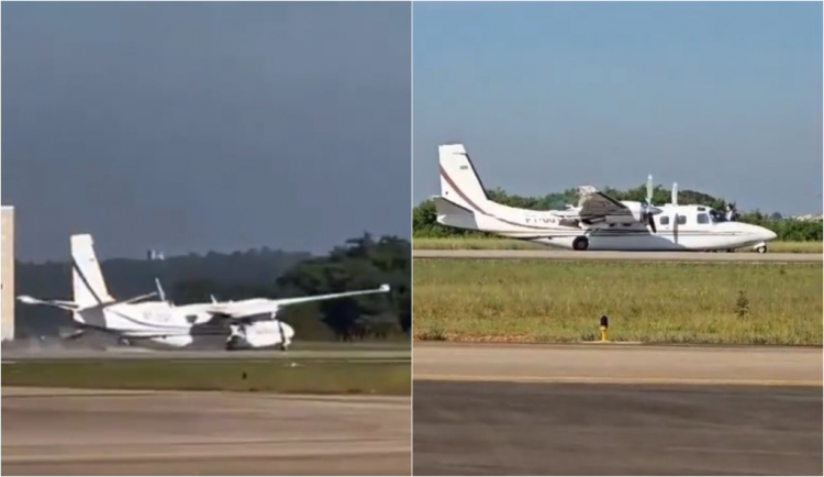 Avião do empresário João Noma pousa de barriga em Sorocaba