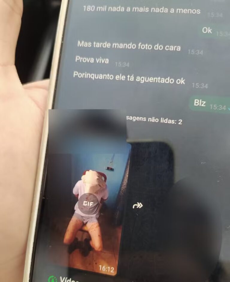 Falso sequestro: mandava mensagens aterradoras para achacar o próprio pai